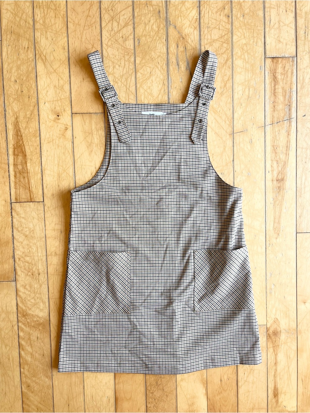 Twik by Simons Checkered Pinafore Gingham Mini Overall Dress Size Small